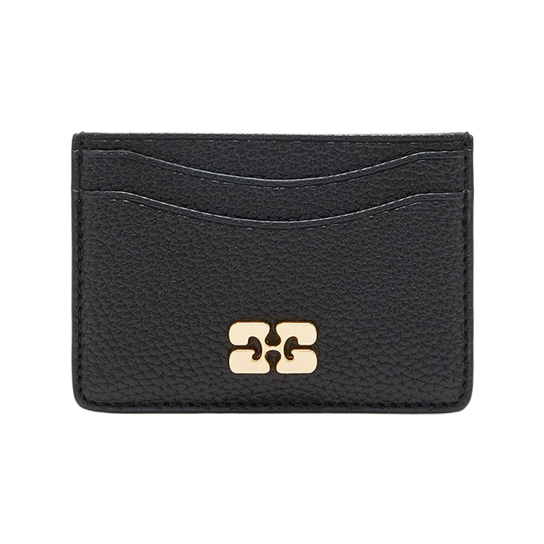 가니 그레인드 카드 홀더 블랙 골드(Ganni Grained Card Holder Black Gold)