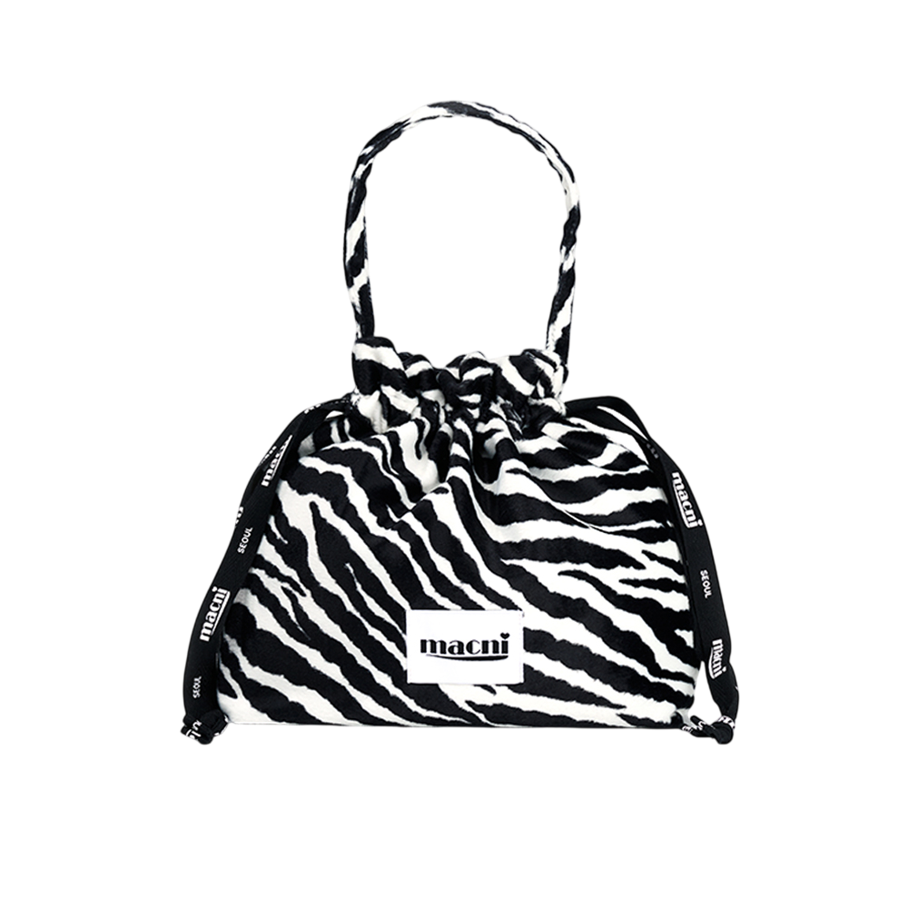 C255UAPB06WT0FR MACNI Zebra String Pouch Bag White