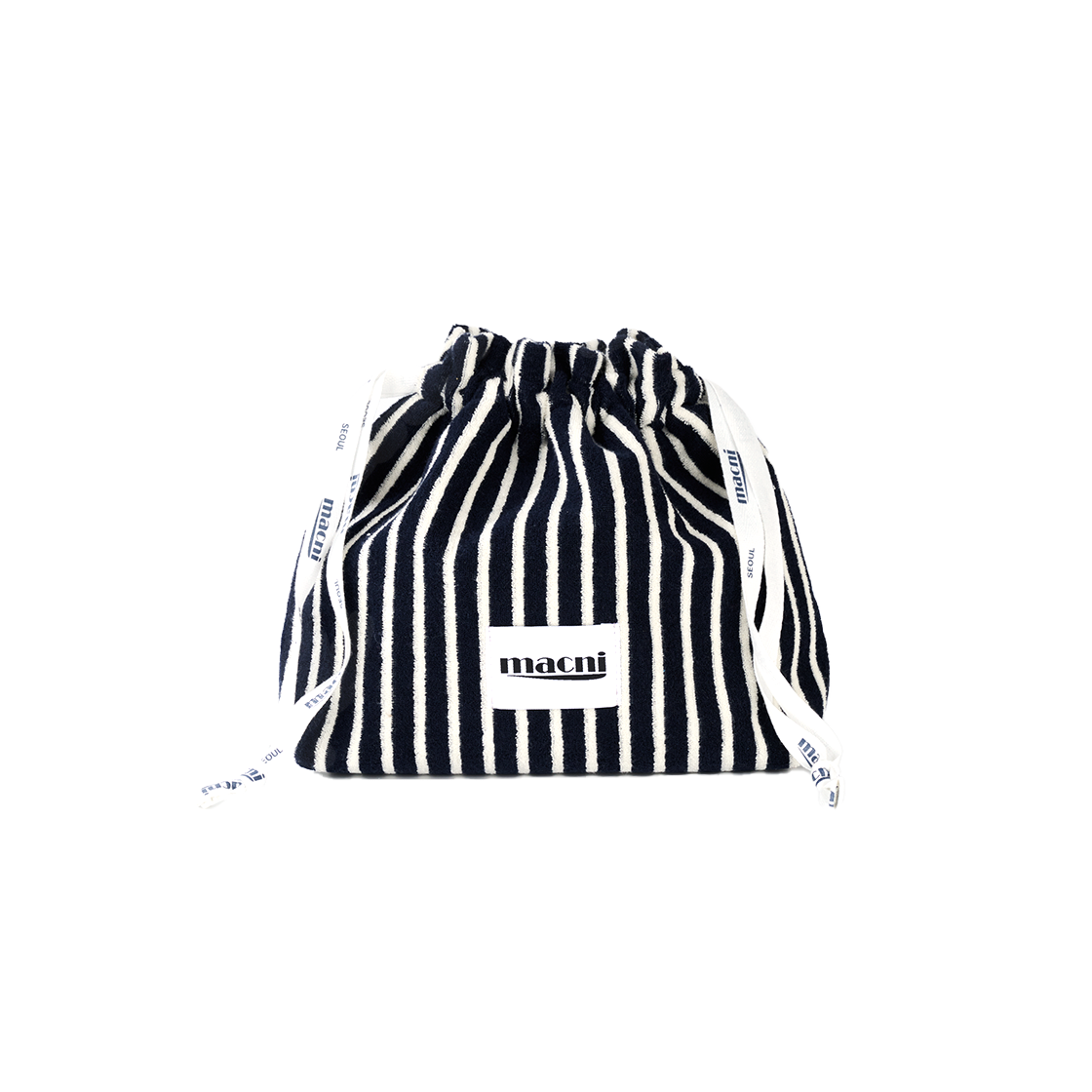 마크니 테리 스트링 파우치 백 네이비(MACNI Terry String Pouch Bag Navy) - 3