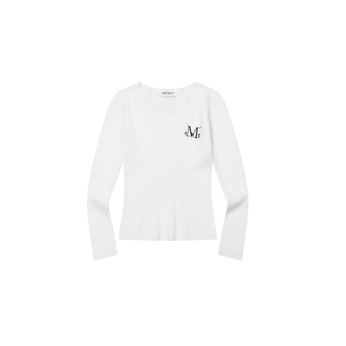 P0000BHM MUCENT Madol V-Neck Crop Rib Knit (3Color) Ivory