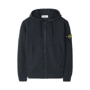 Stone Island 6100061 Organic Cotton Fleece Regular Fit Hooded Zip Up Sweatshirt with Pockets Charcoal Grey - 25FW