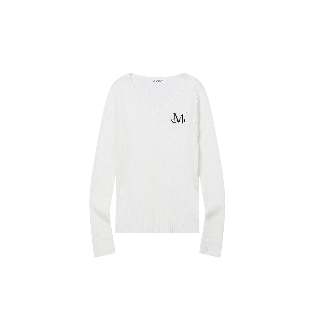 P0000BHO MUCENT Sharon V-Neck Crop Rib Knit (3Color) Ivory