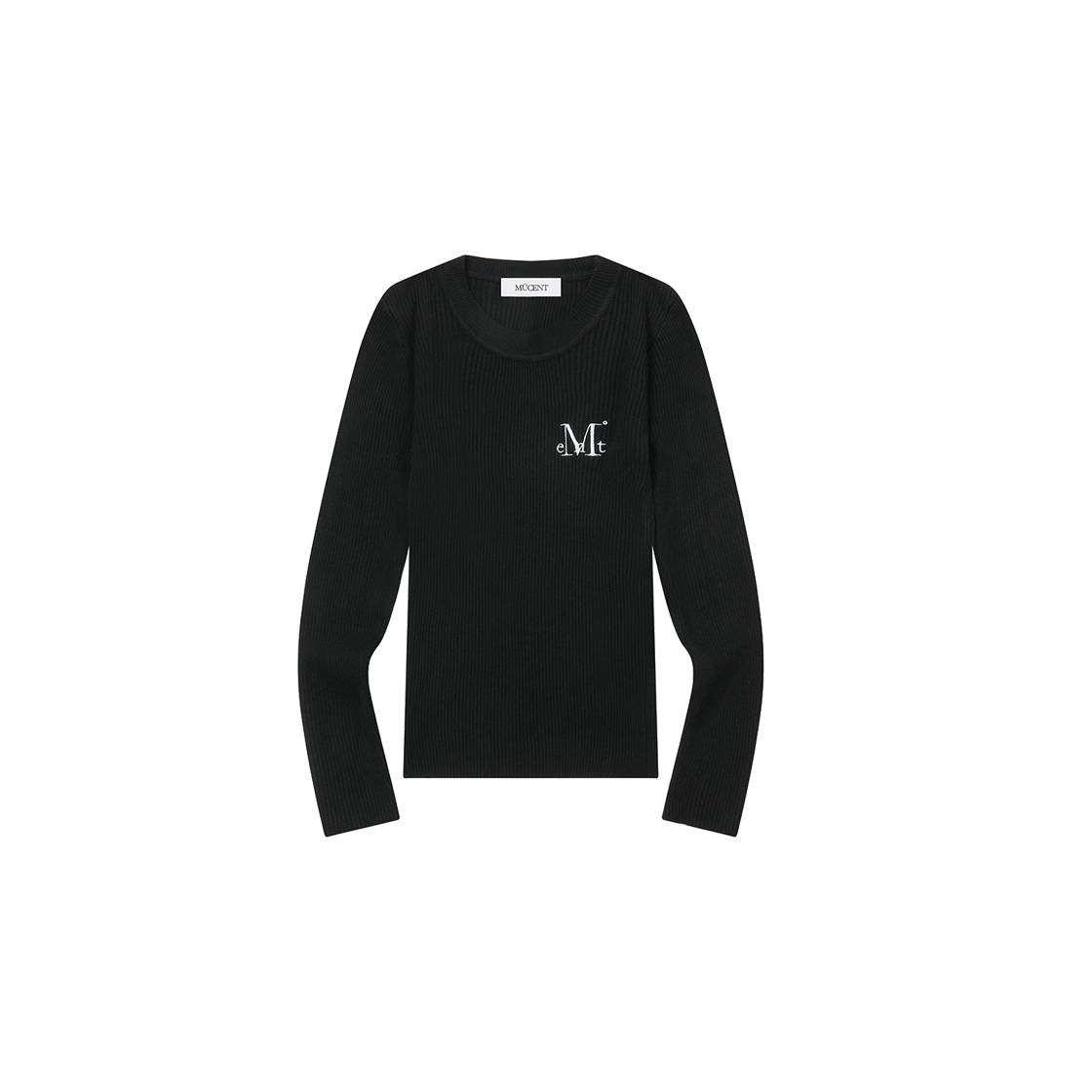 P0000BHL MUCENT Arimo R-Neck Crop Rib Knit (3Color) Black