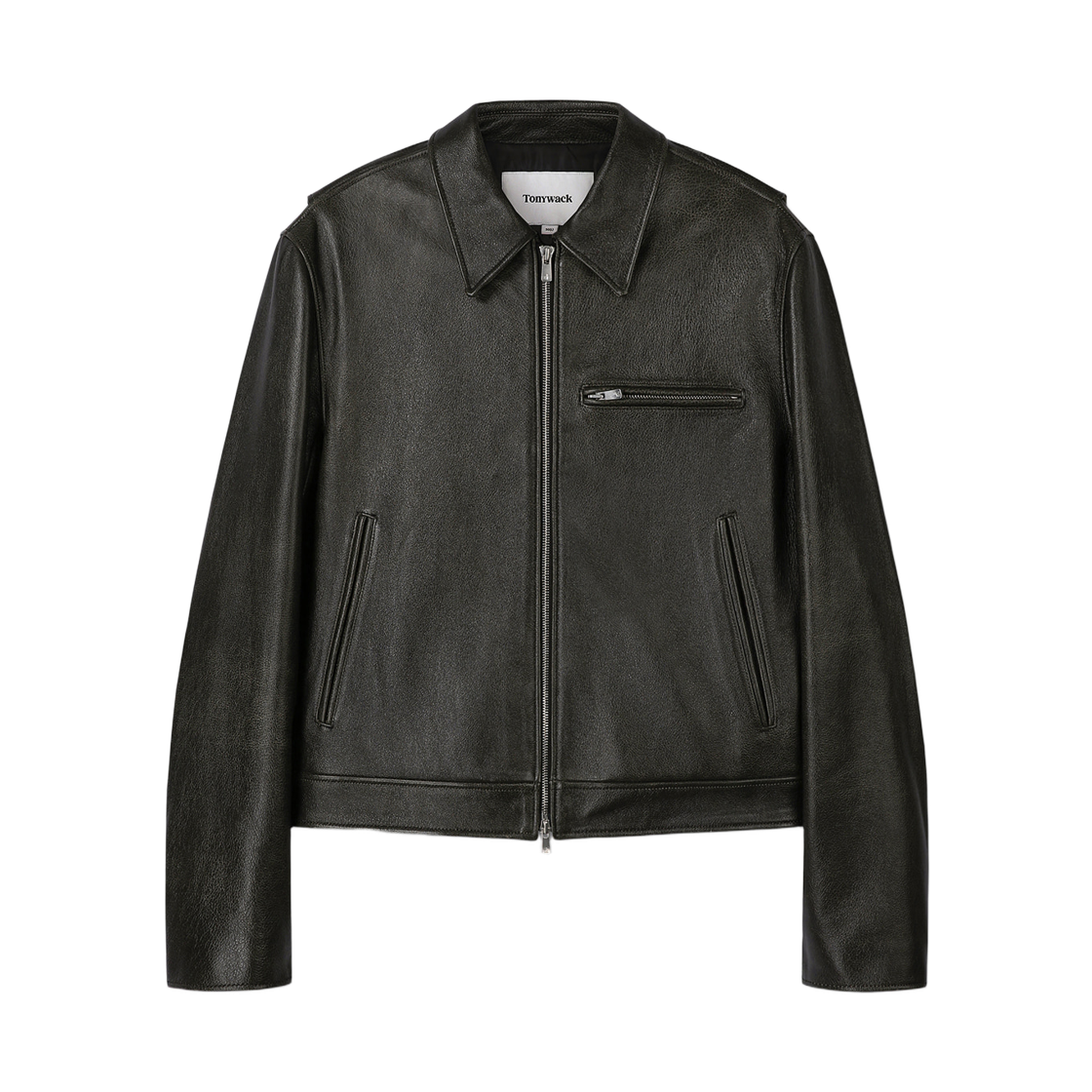 토니웩 빈티지 트리트먼트 레더 체스트 집 자켓 블랙(Tonywack Vintage Treatment Leather Chest Zip Jacket Black)