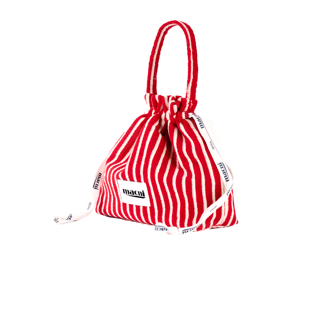 마크니 테리 스트링 파우치 백 레드(MACNI Terry String Pouch Bag Red) - 4