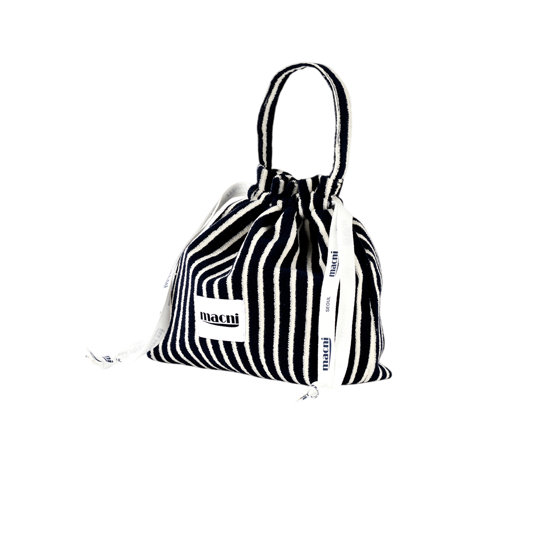 마크니 테리 스트링 파우치 백 네이비(MACNI Terry String Pouch Bag Navy) - 4