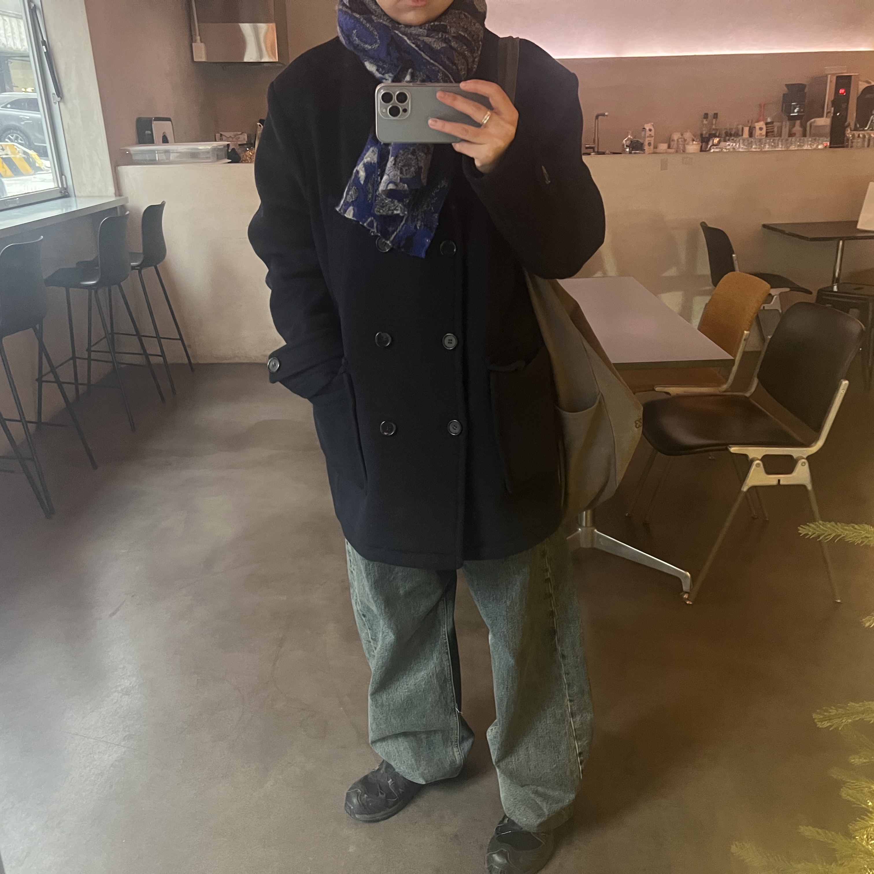 Hatchingroom Curve Jeans Vintage Blue 착용 스타일