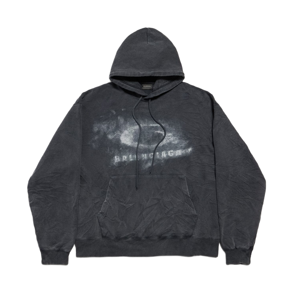 858143TTVN69034 Balenciaga Washed Crayon Loop Oversized Hoodie Washed Black White