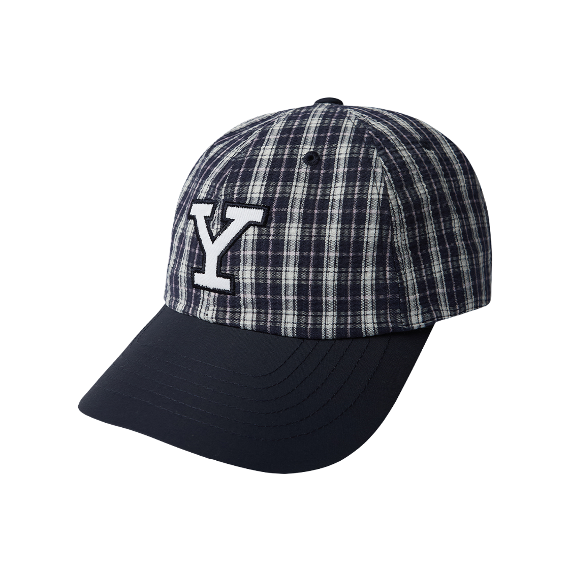 YGX2CA605ANA Yale Nylon Multi Check Y Logo Cap Navy