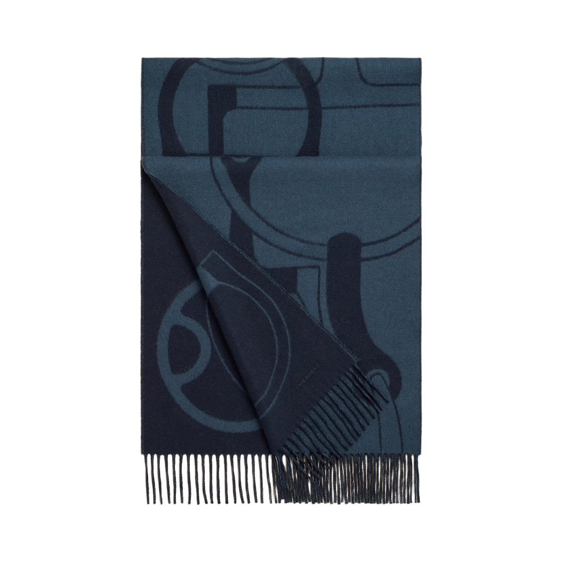 에르메스 메탈 에퀘스트레 머플러 캐시미어 & 블루 마린 블루 아르두아즈(Hermes Metal Equestre Muffler Cashmere & Bleu Marine Bleu Ardoise) - 1