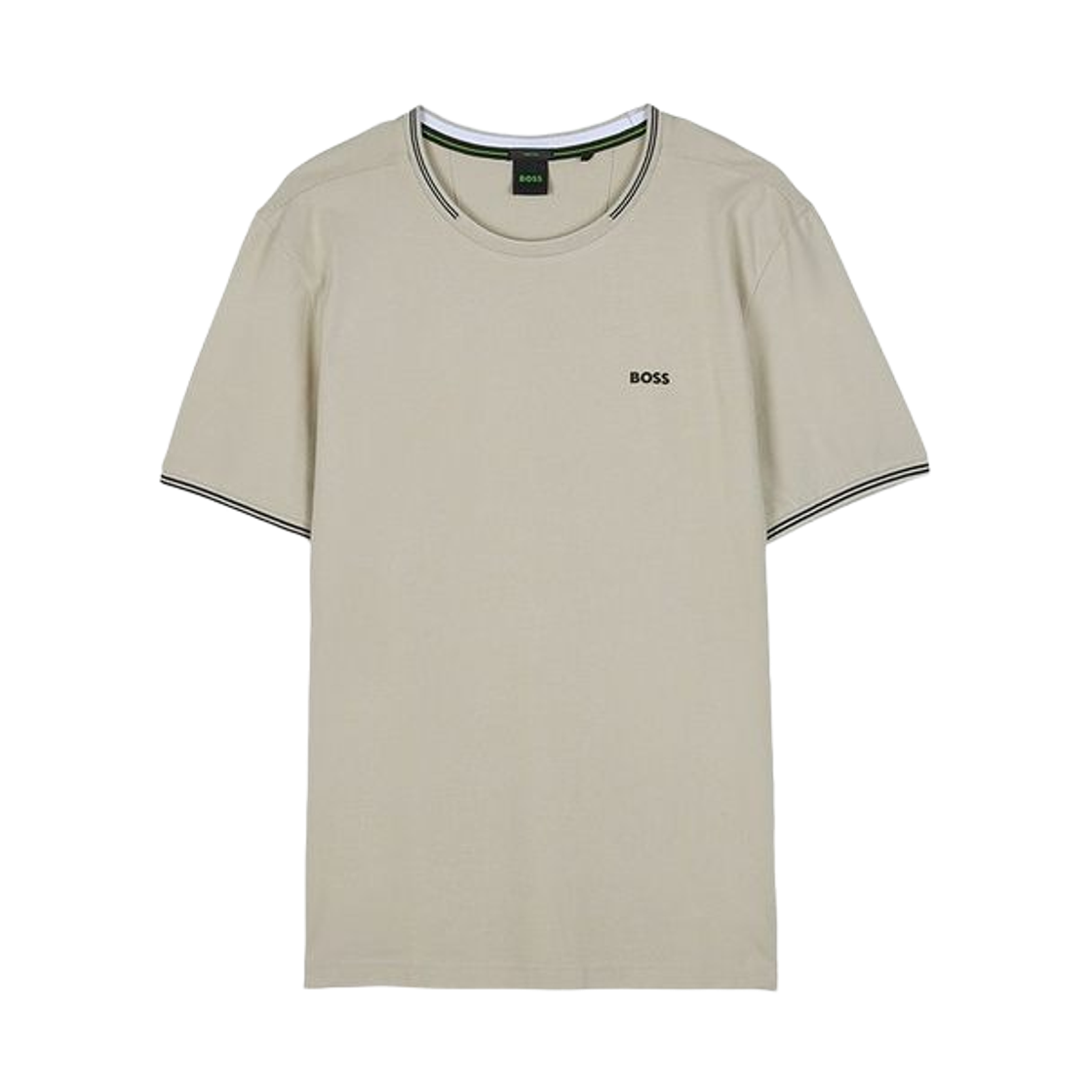 휴고 보스 스트라이프 로고 스트레치 코튼 티셔츠 라이트 베이지(Hugo Boss Stretch Cotton T-Shirt with Stripe and Logo Light Beige)