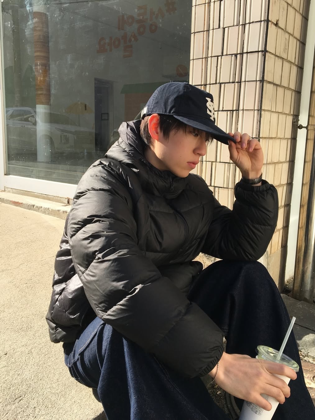 Sunday Ceremony Sy Logo 5 Panel Cotton Cap - Navy 착용 스타일