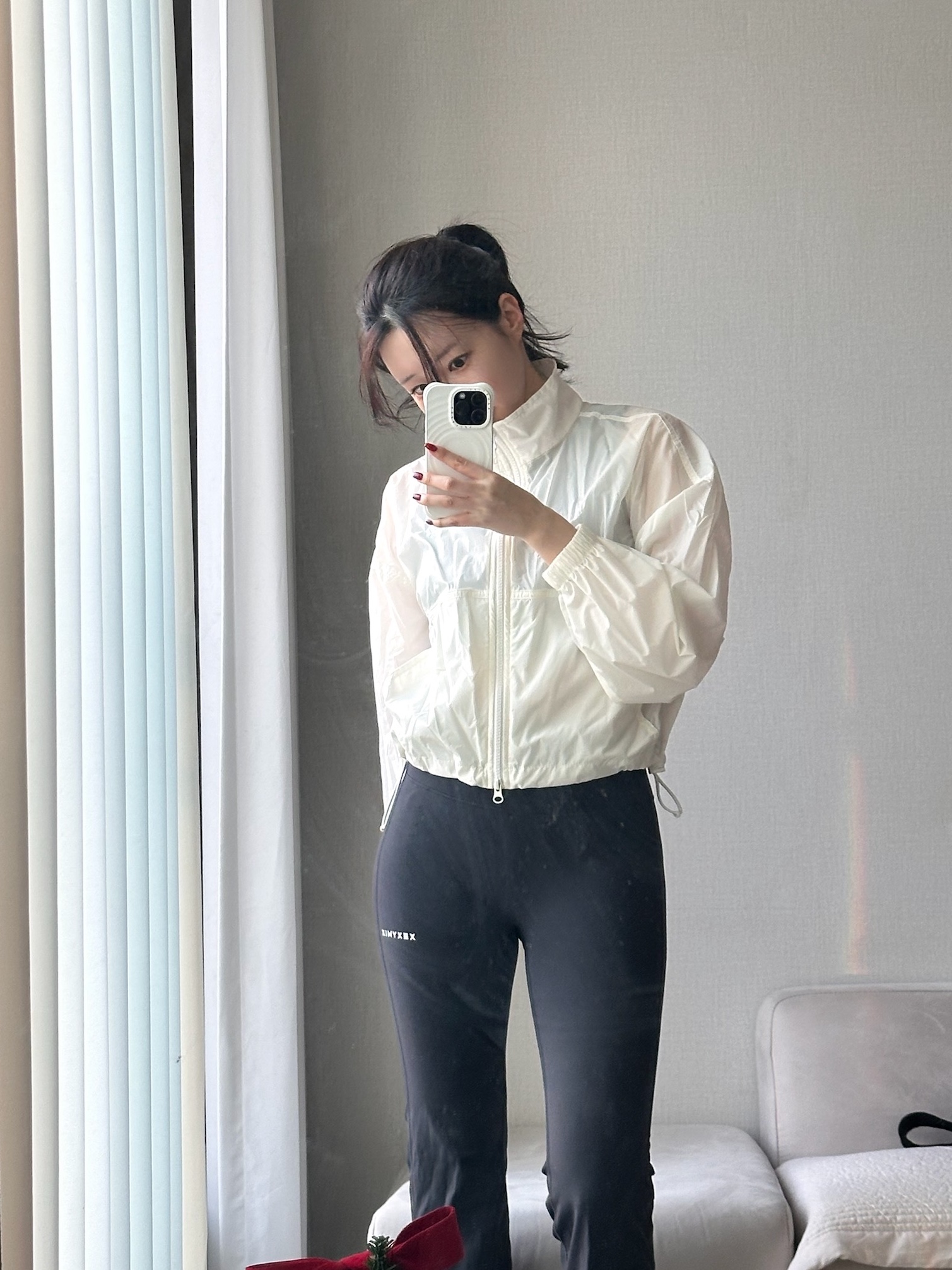 (W) Xexymix Black Label Signature 360N Bootcut Pants Black 착용 스타일