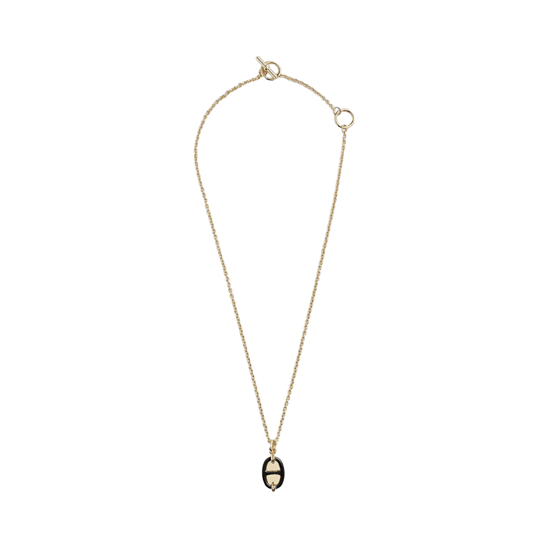 (W) 에르메스 미니 마이옹 펜던트 스몰 모델 콜드 옐로우 골드 하드웨어 & 누아((W) Hermes Mini Maillon Pendant Small Model Cold Yellow Gold & Noir) - 2