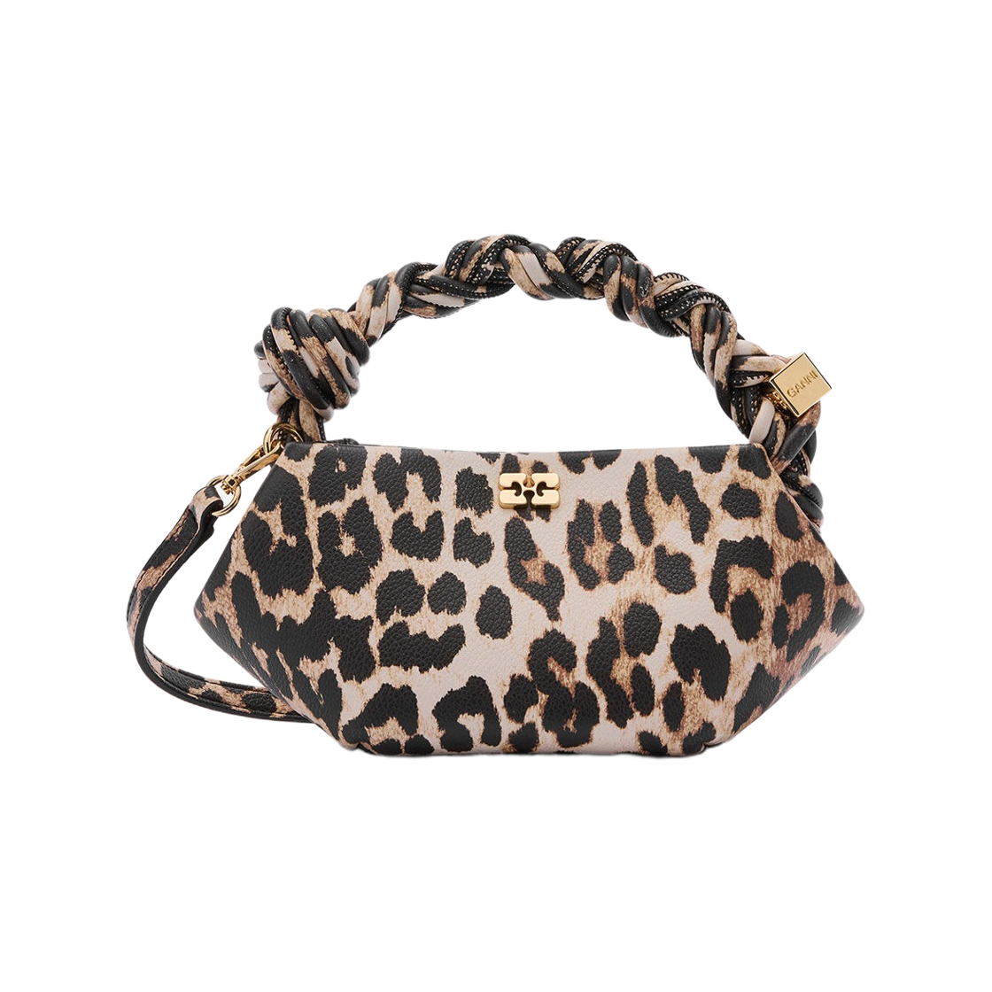 가니 레오파드 그레인드 미니 보우백 아몬드 밀크(Ganni Leopard Grained Mini Bou Bag Almond Milk)