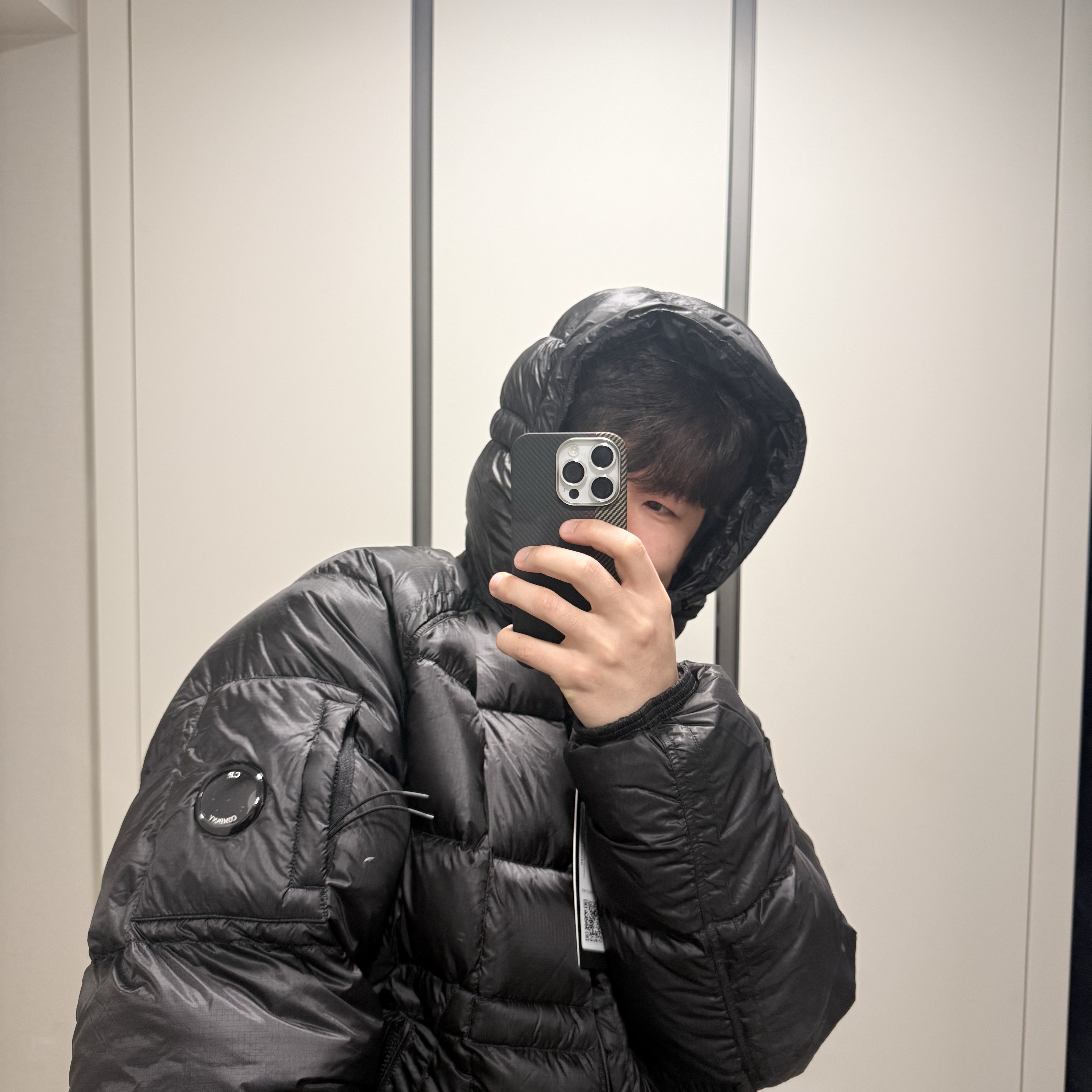 C.P. Company D.D. Shell Hooded Down Jacket Black - 25FW 착용 스타일