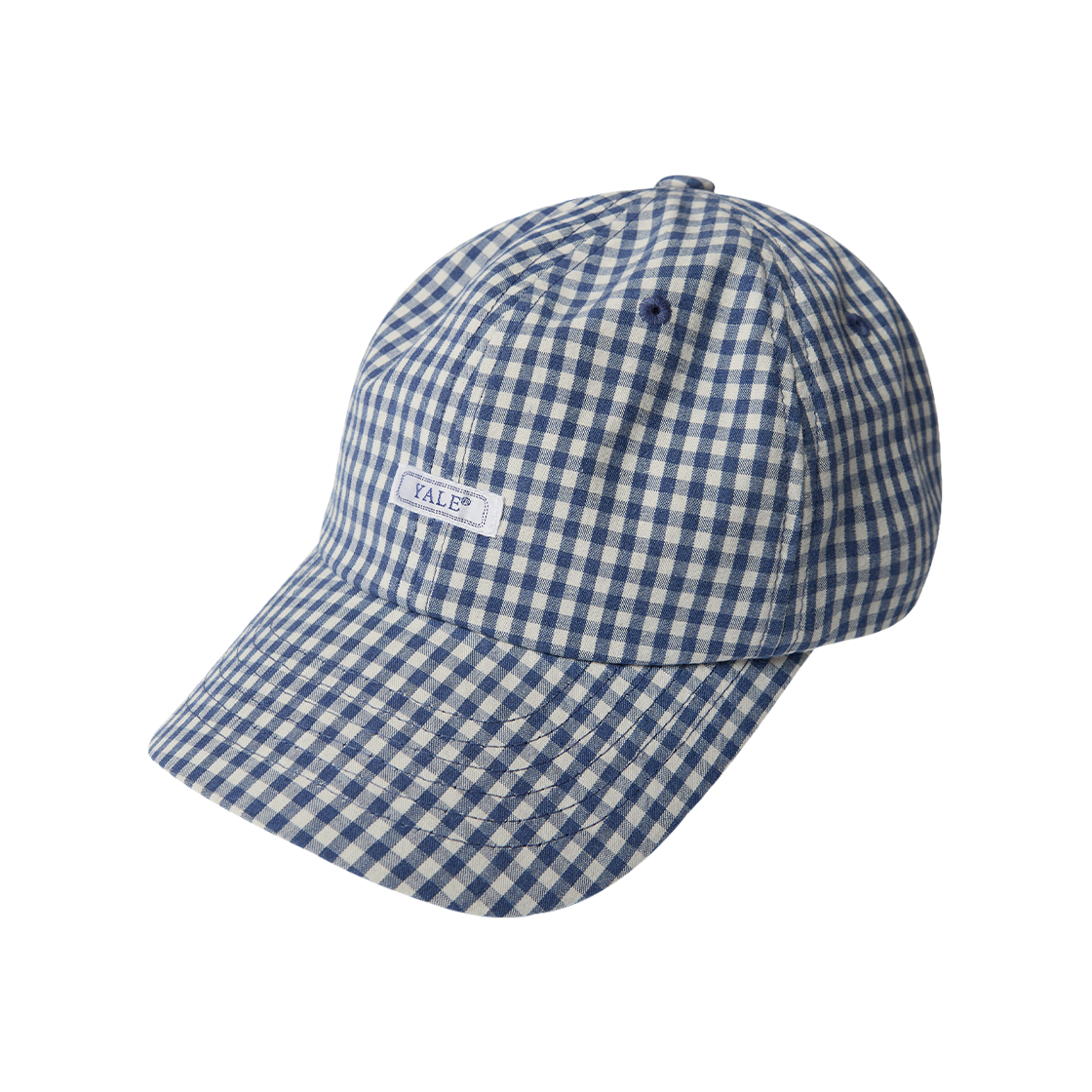 예일 시어서커 깅엄체크 아치 로고 모자 네이비(Yale Seersucker Gingham Check Arch Logo Cap Navy)