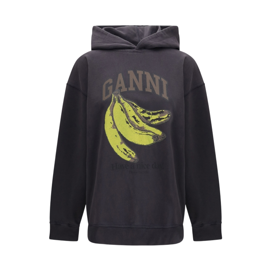 (W) 가니 바나나 그래픽 후드 팬텀((W) Ganni Banana Graphic Hoodie Phantom)