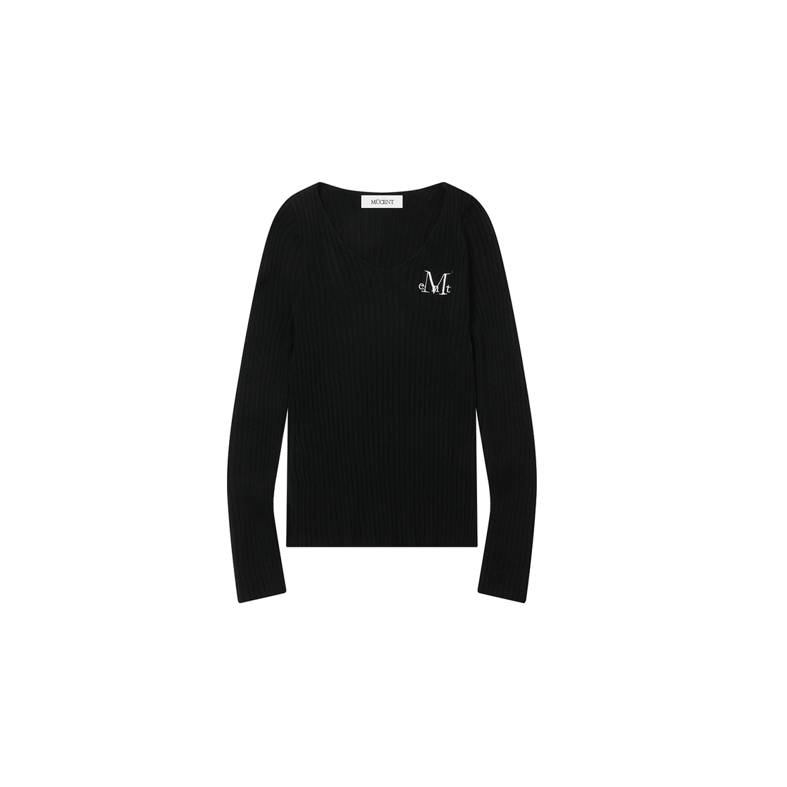 P0000BHO MUCENT Sharon V-Neck Crop Rib Knit (3Color) Black