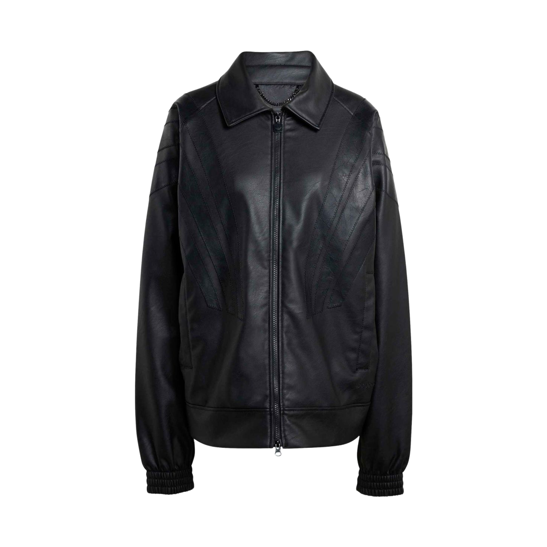 (W) 아디다스 산티아고 플레더 자켓 블랙 - KR 사이즈((W) Adidas Santiago Pleather Jacket Black - KR Sizing) - 1