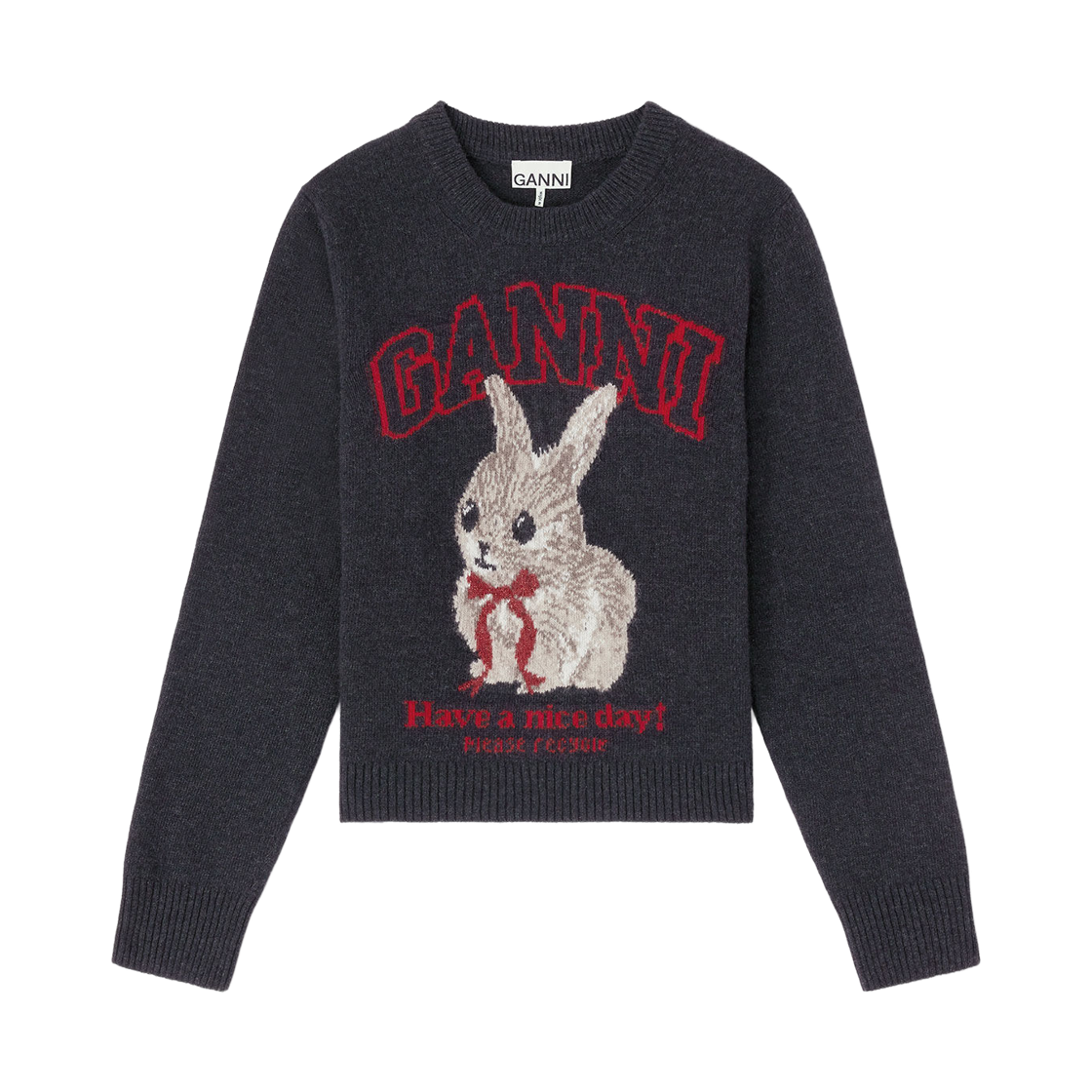 (W) 가니 그래픽 울 점퍼 팬텀((W) Ganni Graphic Wool Jumper Phantom) - 1