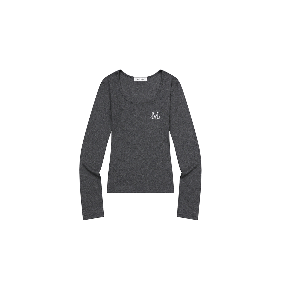 P0000BHQ MUCENT Luevve Square Neck Long Sleeve T (4Color) Charcoal