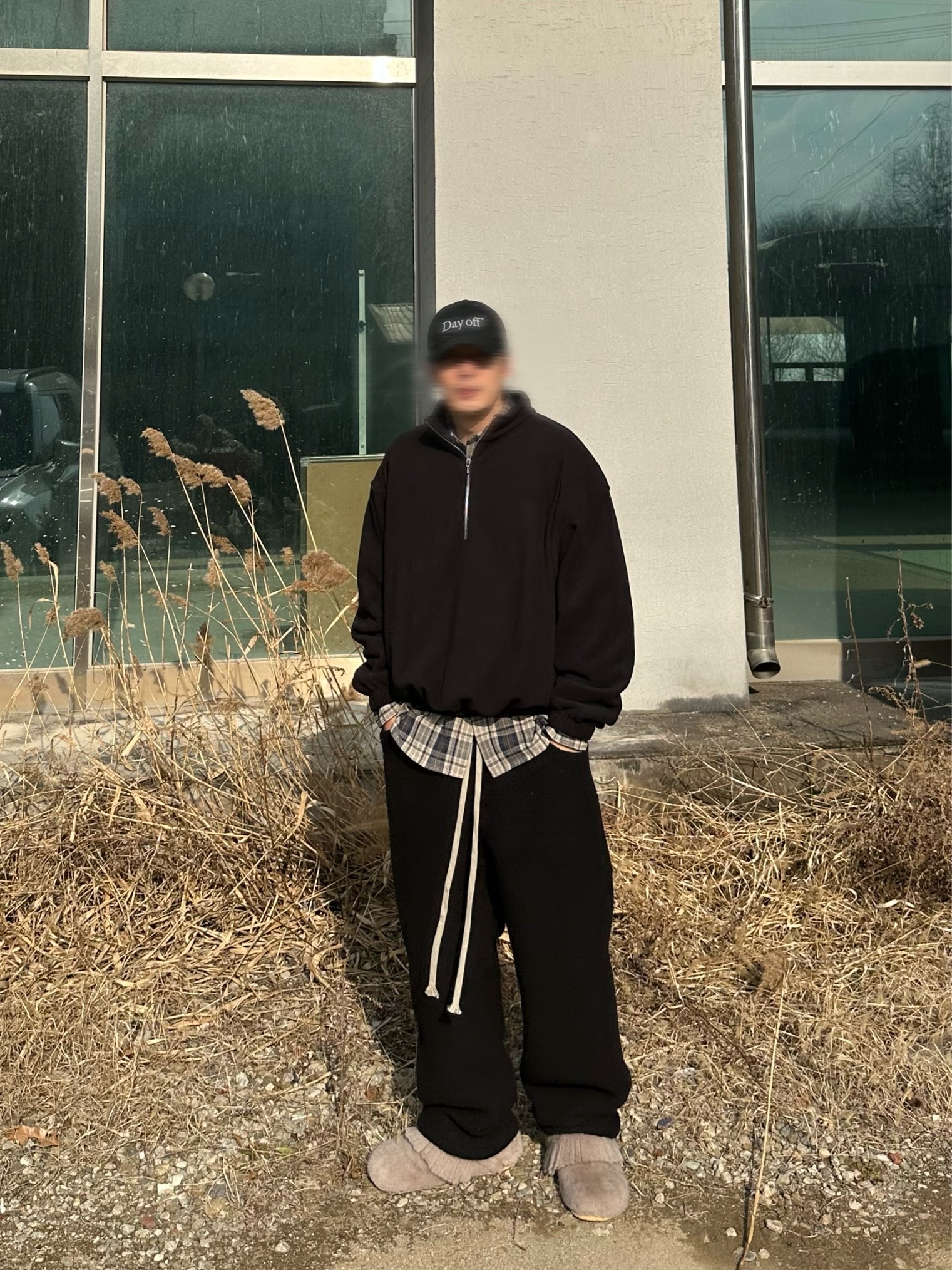 Nonnod Half Zip Fleece Black, [예약 배송] Nonnod Half zip fleece Black 착용 스타일 - 2