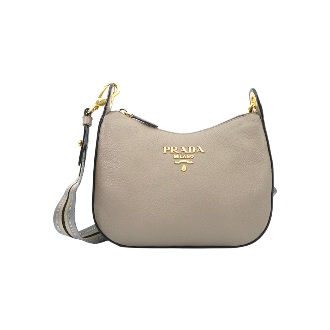 프라다 1BC180 그레이 베이지 비텔로 피닉스 금장 호보 숄더백(Prada 1BC180 Gray Beige Vitello Phoenix Gold Hobo Shoulder Bag) - 1