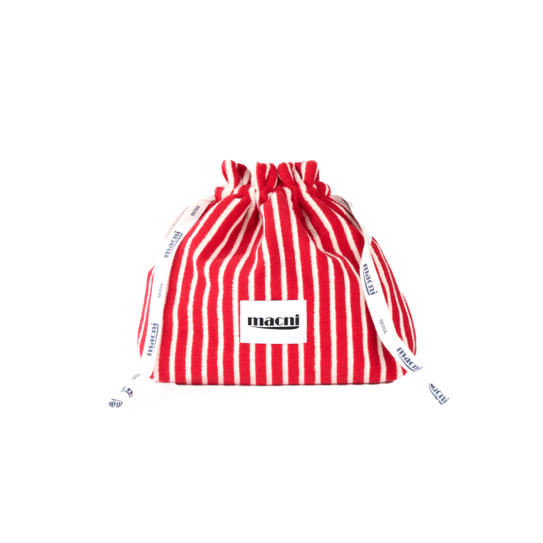 마크니 테리 스트링 파우치 백 레드(MACNI Terry String Pouch Bag Red) - 3