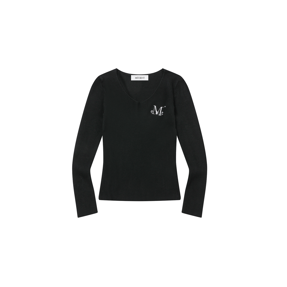 P0000BHM MUCENT Madol V-Neck Crop Rib Knit (3Color) Black