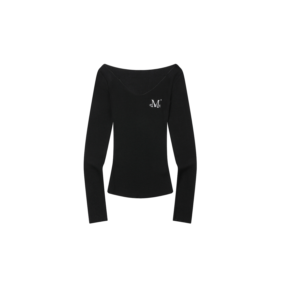 무센트 비아제 슬림핏 브이넥 데미지 골지 긴팔 티 (6컬러) 블랙(MUCENT Viaze Slim Fit V-Neck Damage T (6Color) Black) - 1