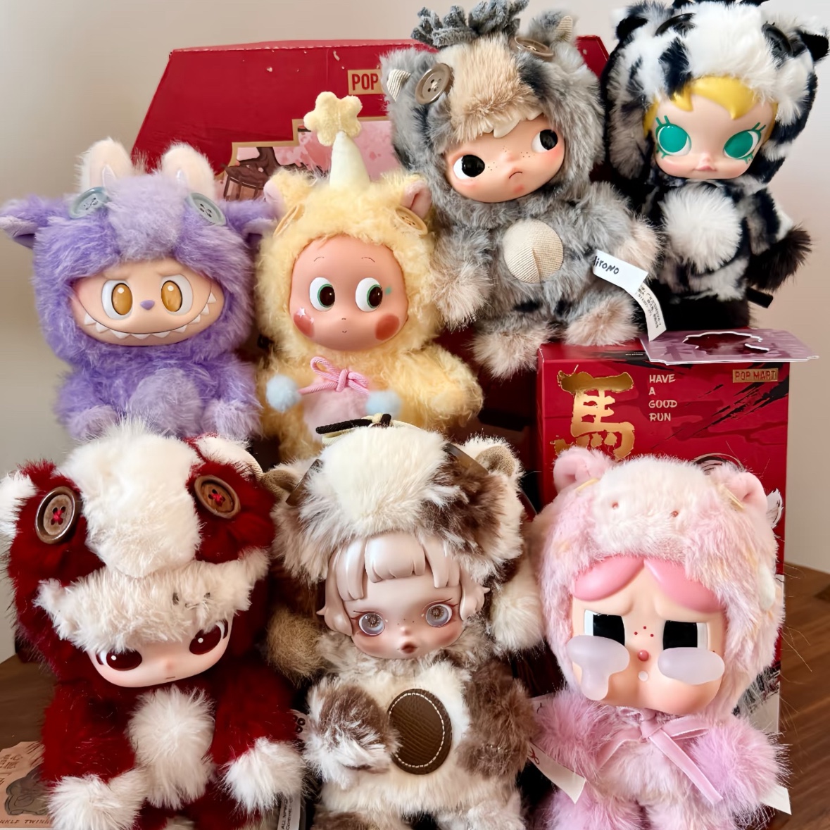 Pop Mart Have A Good Run Series Plush Pendant Sealed Case (7 Blind Boxes), Pop Mart Have A Good Run Series Plush Pendant Sealed Case (1 Blind Box) 착용 스타일