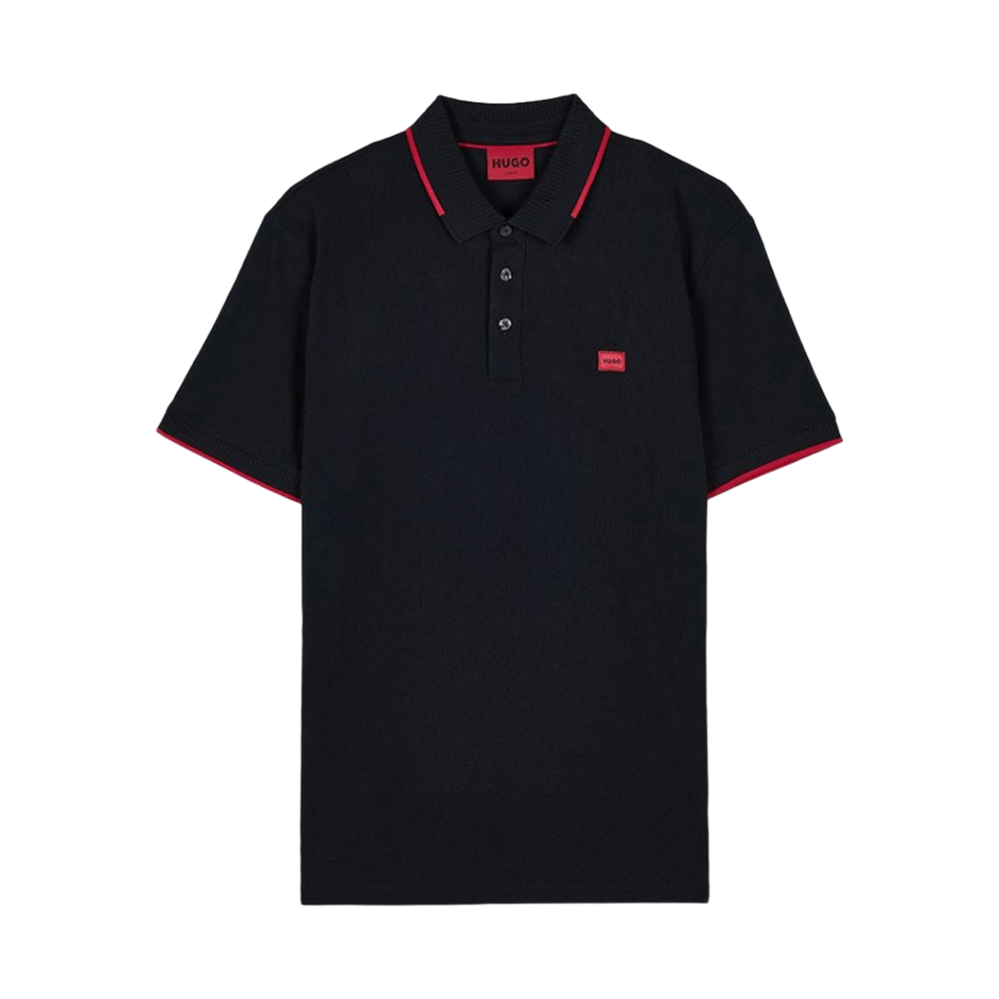 50490775-001 Hugo Boss Cotton Pique Slim Fit Polo Shirt with Red Logo Label Black
