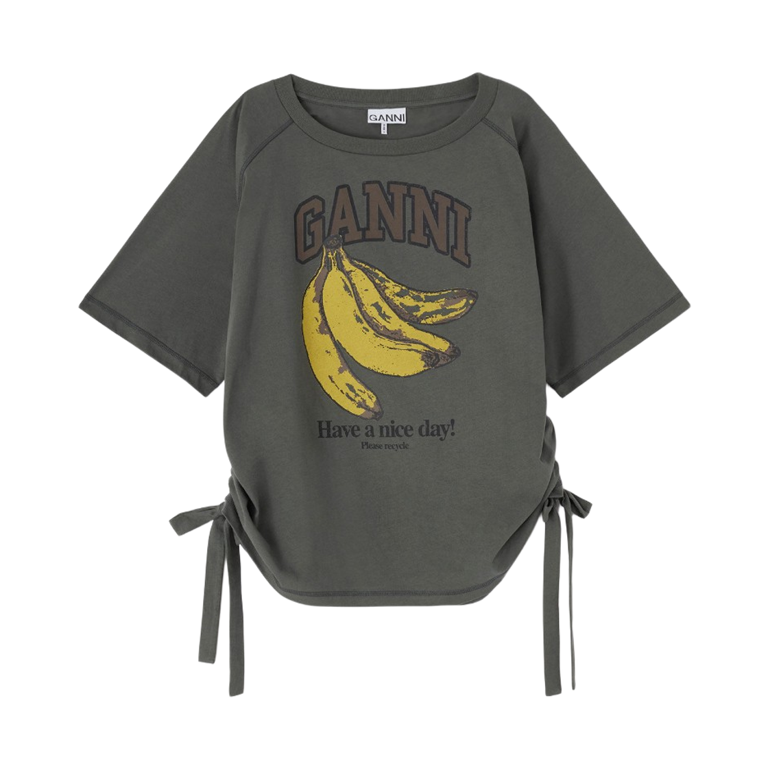 (W) 가니 그레이 바나나 티셔츠 볼캐닉 애쉬((W) Ganni Grey Banana T-Shirt Volcanic Ash) - 1