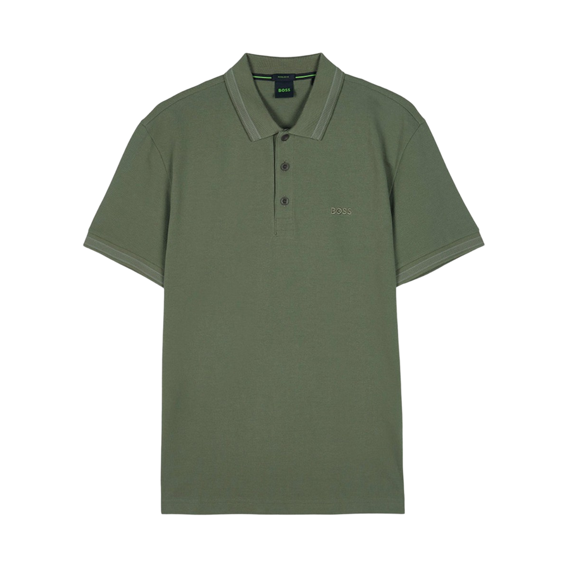 50469055-257 Hugo Boss Cotton Pique Paddy Polo Shirt with Logo Undercollar Green