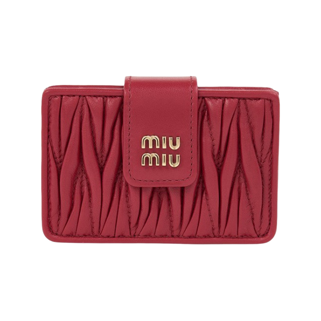 미우 미우 마테라쎄 나파 레더 카드 홀더 레드(Miu Miu Matelasse Nappa Leather Card Holder Red)