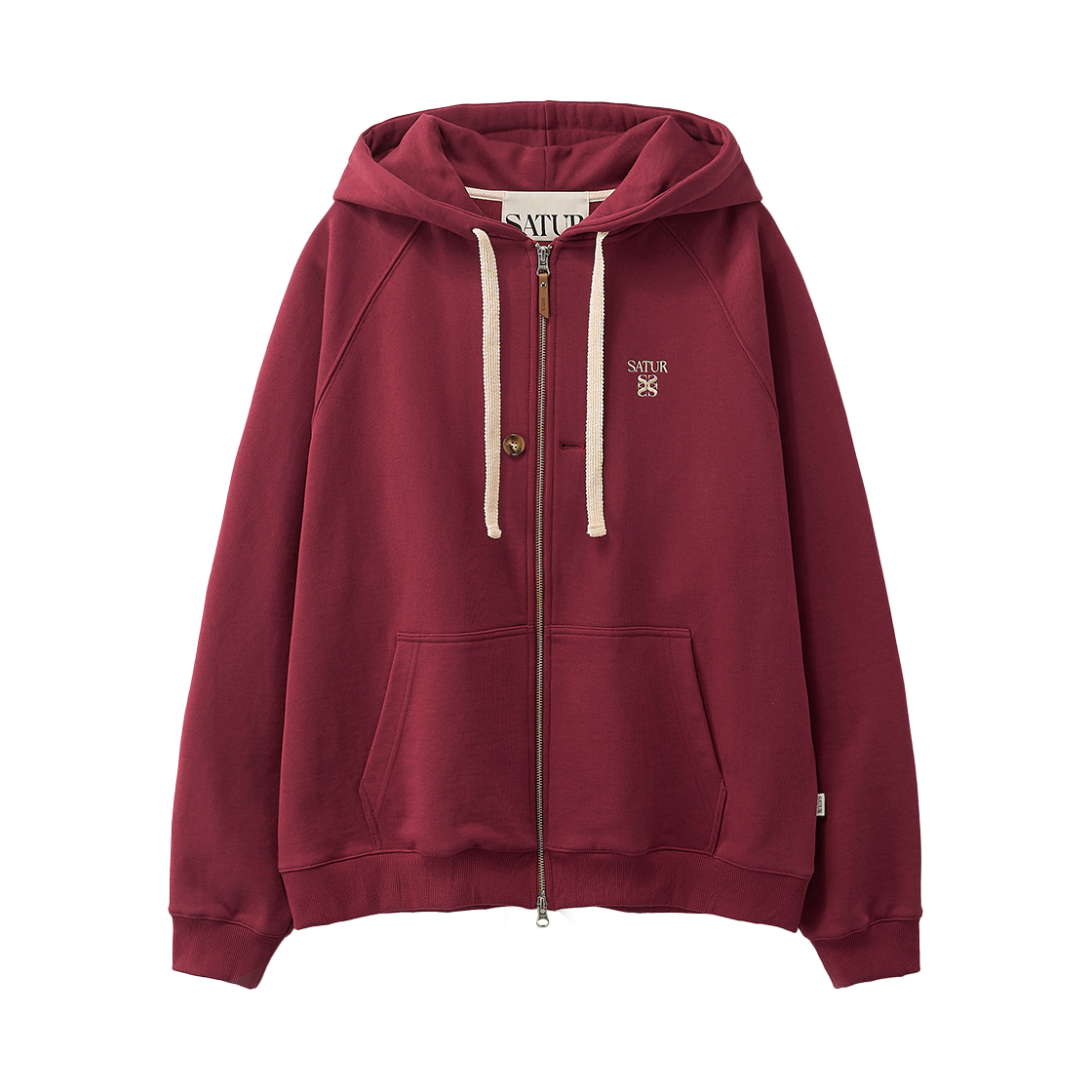 [사은품 증정] 세터 로렌 스몰 로고 후드 집업 버건디([사은품 증정] SATUR Loren Small Logo Hood Zip-up Burgundy)