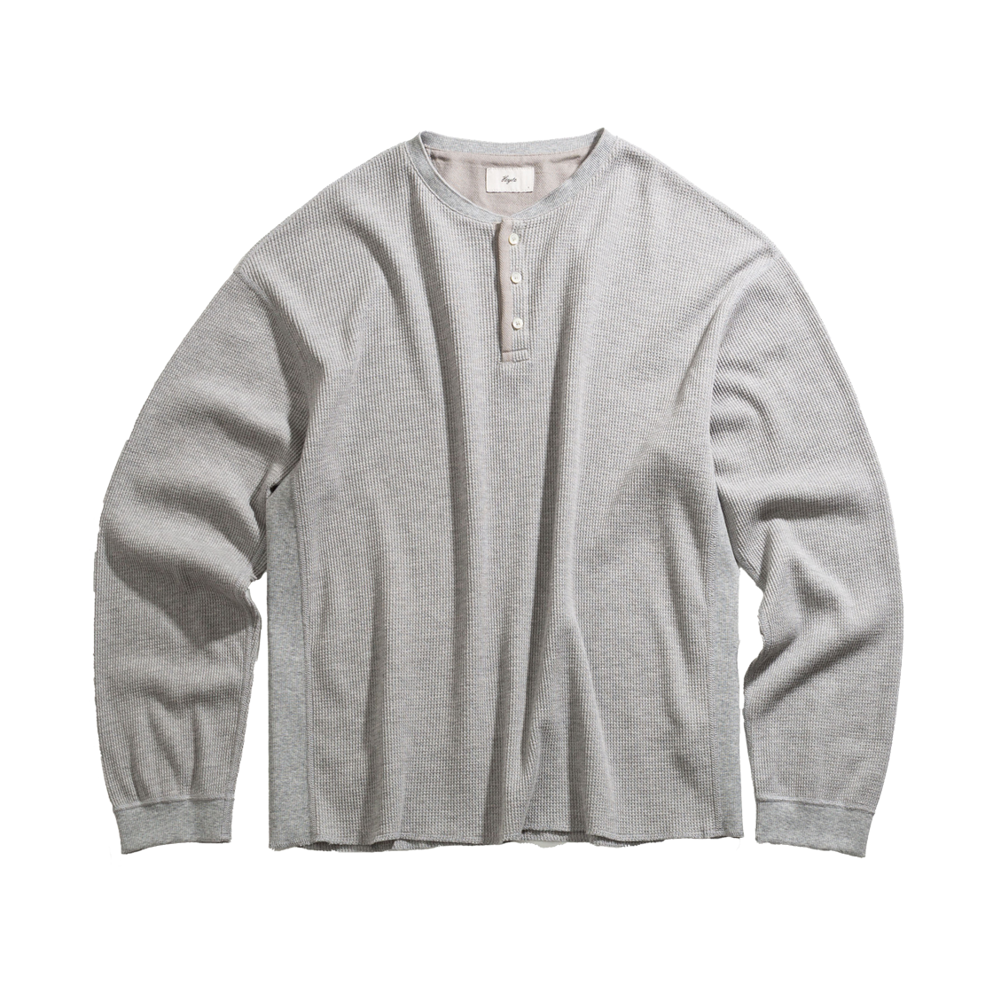 헤이스트 빈티지 써멀 니트 헨리 셔츠 라이트그레이(HEYSTE Vintage Thermal Knit Henley Shirt Light Gray)