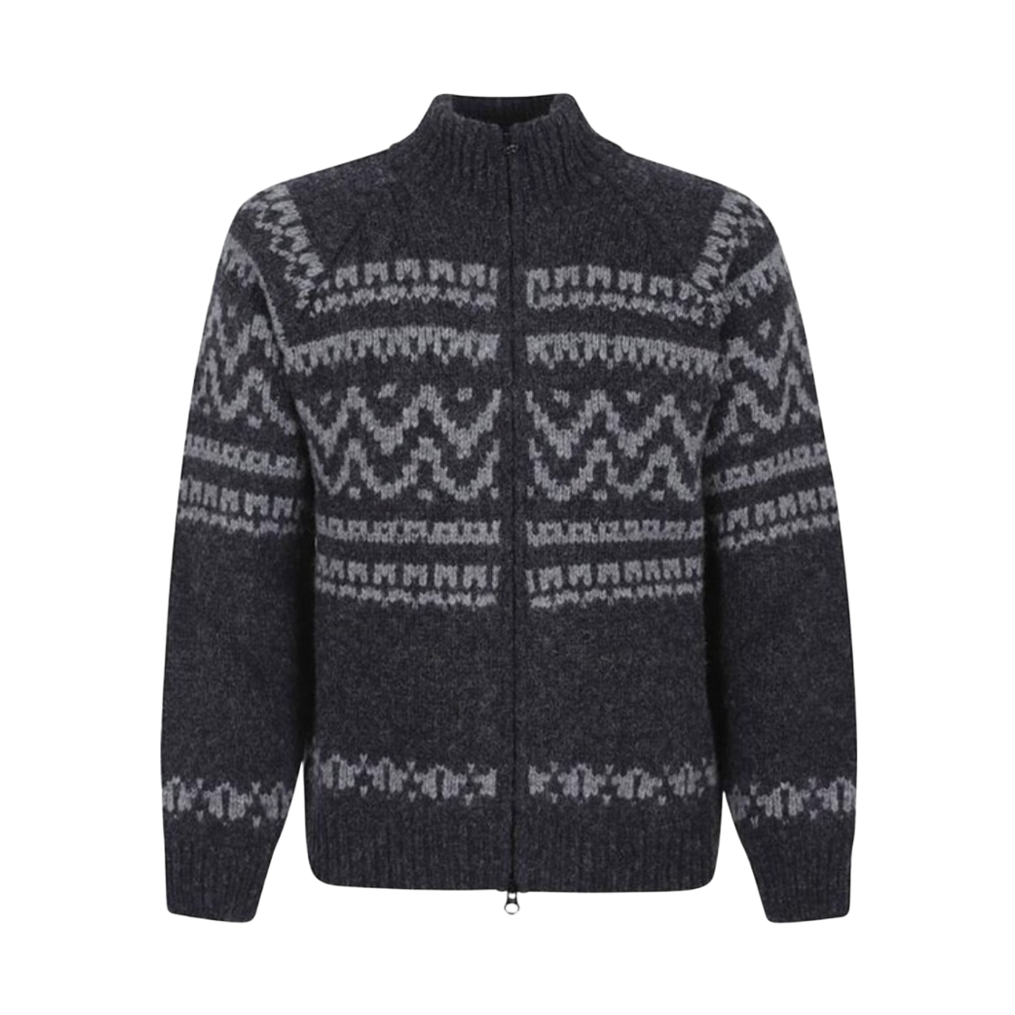 19CMKN290A110507JV02 C.P. Company Jacquard Wool Logo Full Zip Cardigan Black - 25FW
