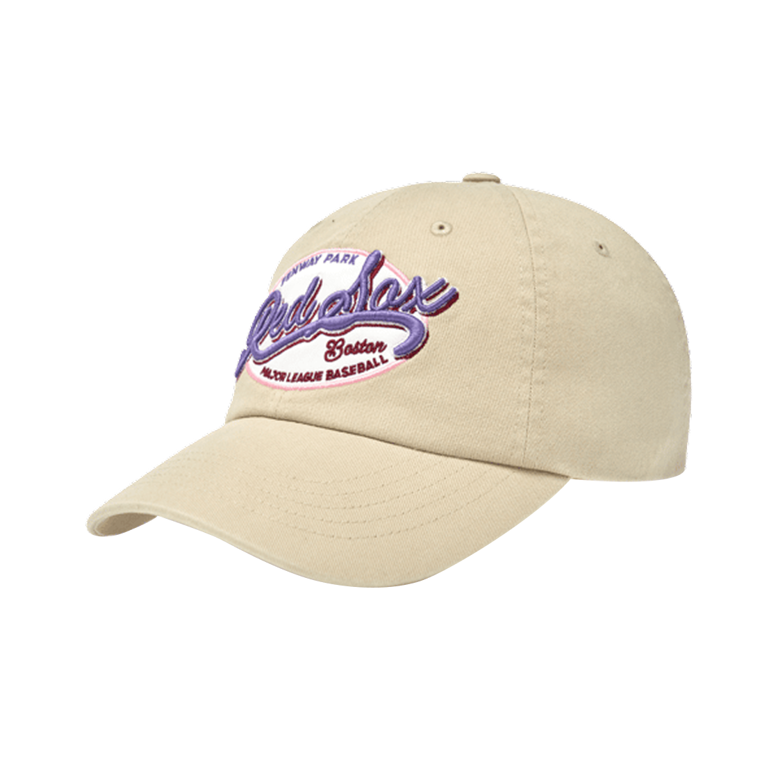 3ACPV016N-43SAS MLB Street Oval Cursive Unstructured Ball Cap Boston Red Sox Light Beige