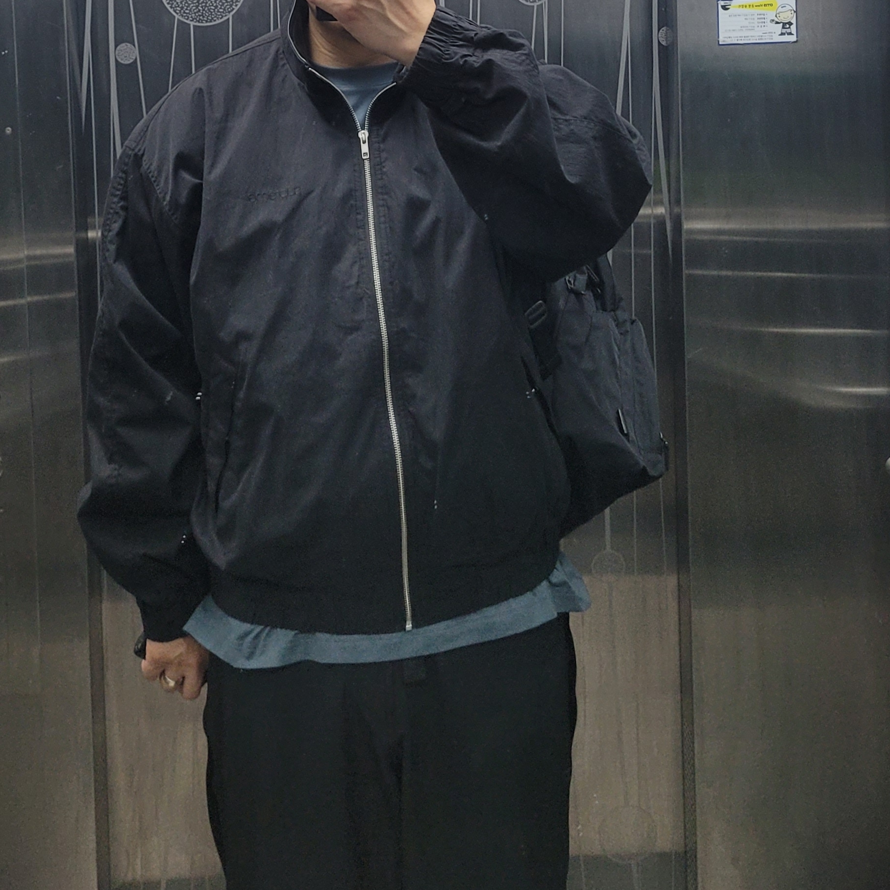 Supreme Leather Collar Utility Jacket Black - 25SS 착용 스타일 - 1