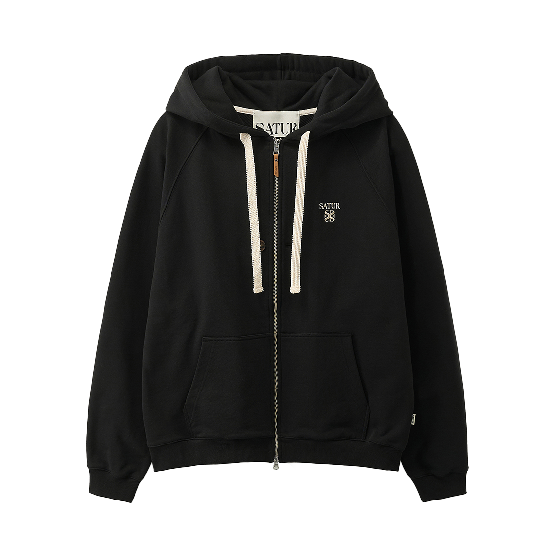 세터 로렌 스몰 로고 후드 집업 블랙(SATUR Loren Small Logo Hood Zip-up Black)
