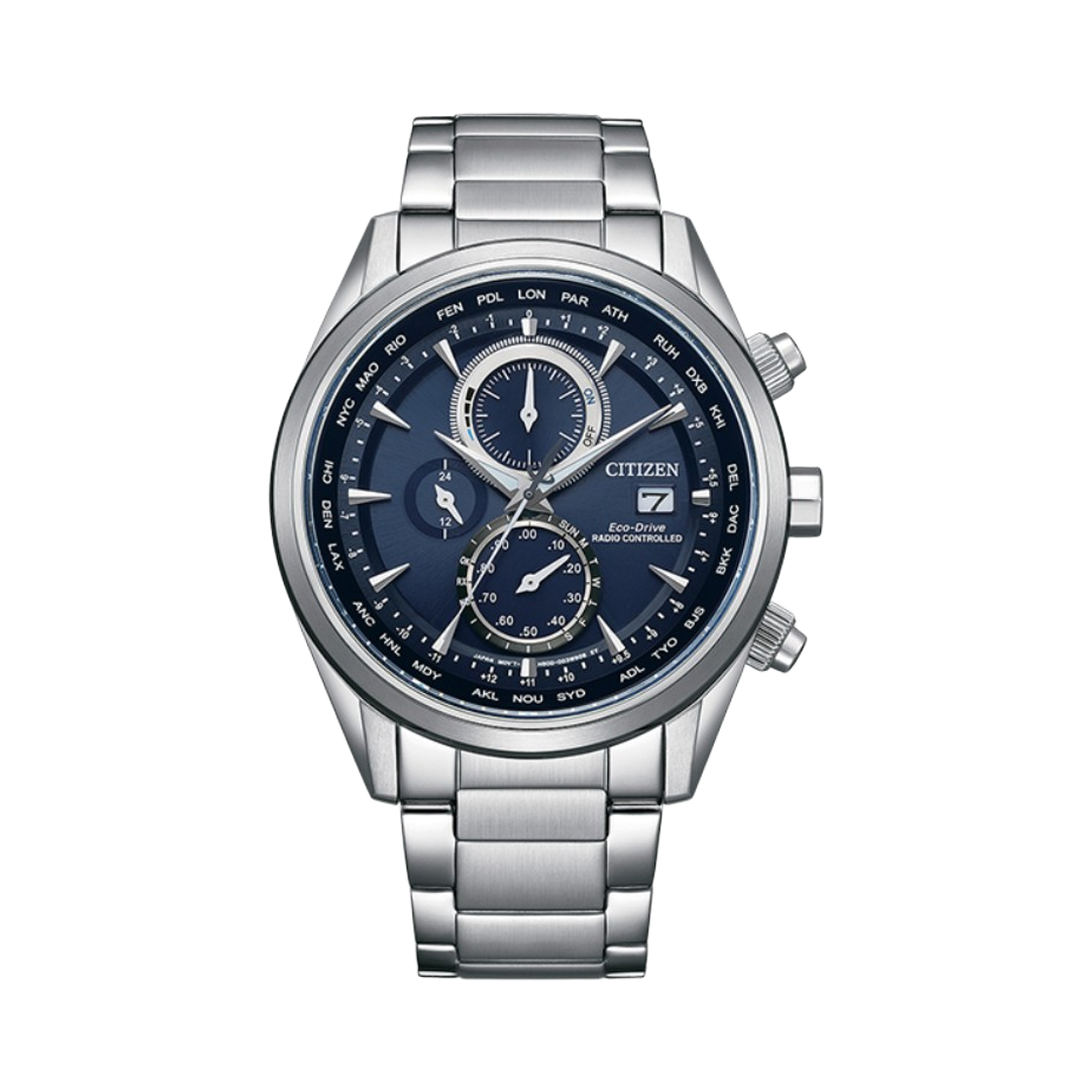 시티즌 글로벌 라디오 컨트롤 에코드라이브 43mm 스테인리스 스틸 네이비 실버(Citizen Global Radio Controlled Eco-Drive 43mm Stainless Steel Navy Silver) - 1
