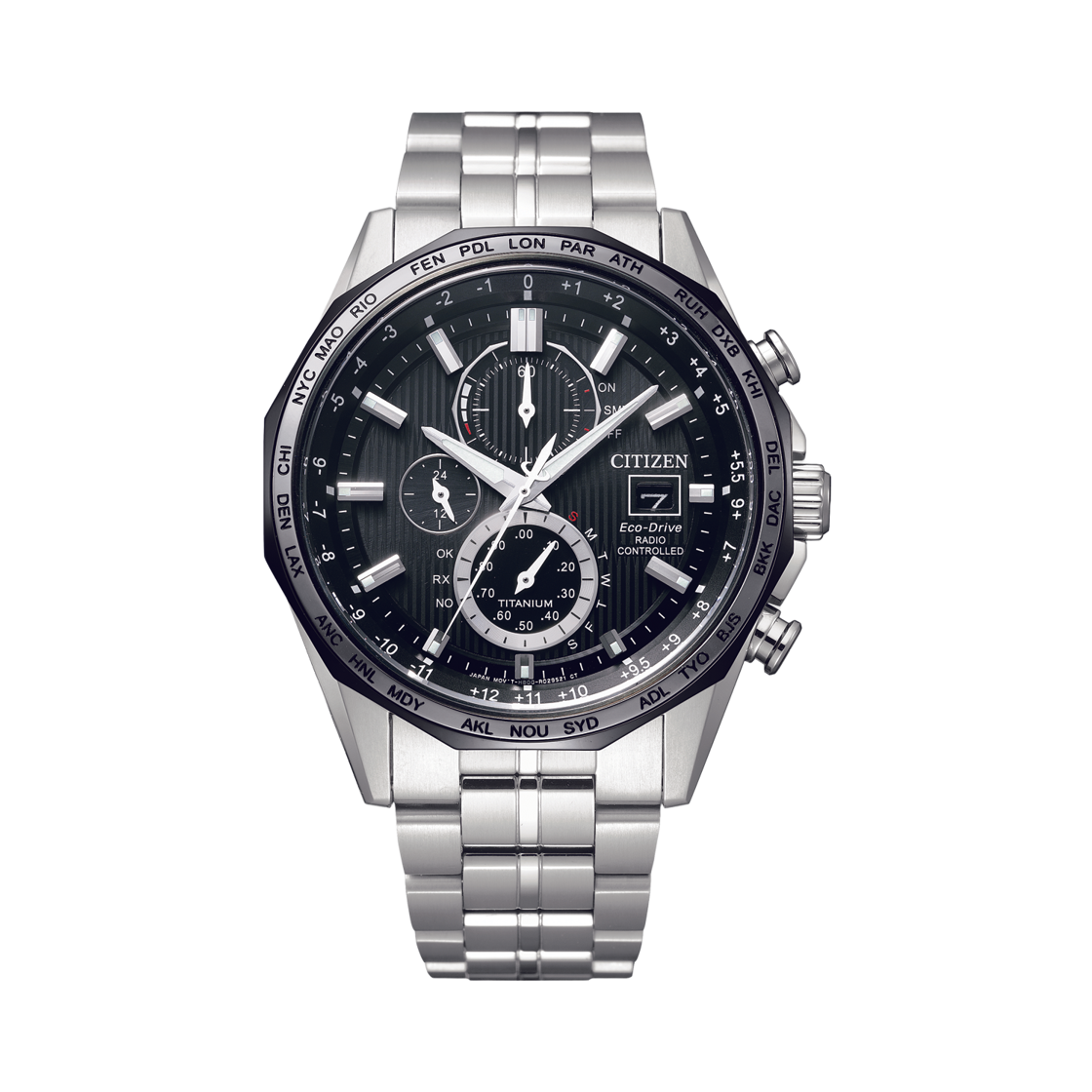 시티즌 글로벌 라디오 컨트롤 에코드라이브 44mm 슈퍼 티타늄 실버 블랙(Citizen Global Radio Controlled Eco-Drive 44mm Super Titanium Silver Black) - 1