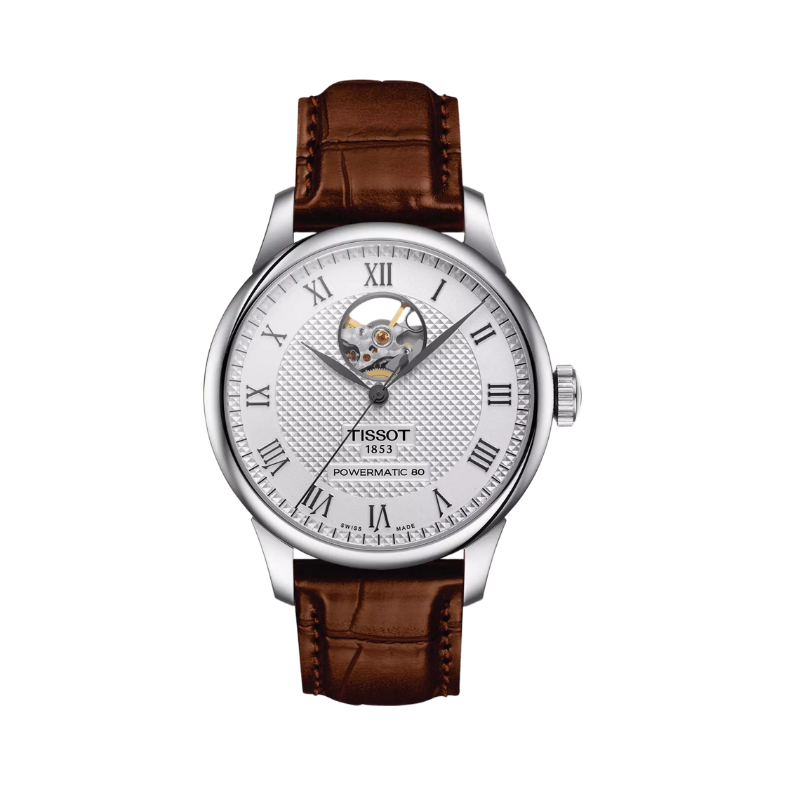 티쏘 르로끌 파워매틱 80 오픈 하트 39.3mm 스테인리스 스틸 브라운 실버(Tissot Lelocle Powermatic 80 Open Heart 39.3mm Stainless Steel Brown Silver) - 1
