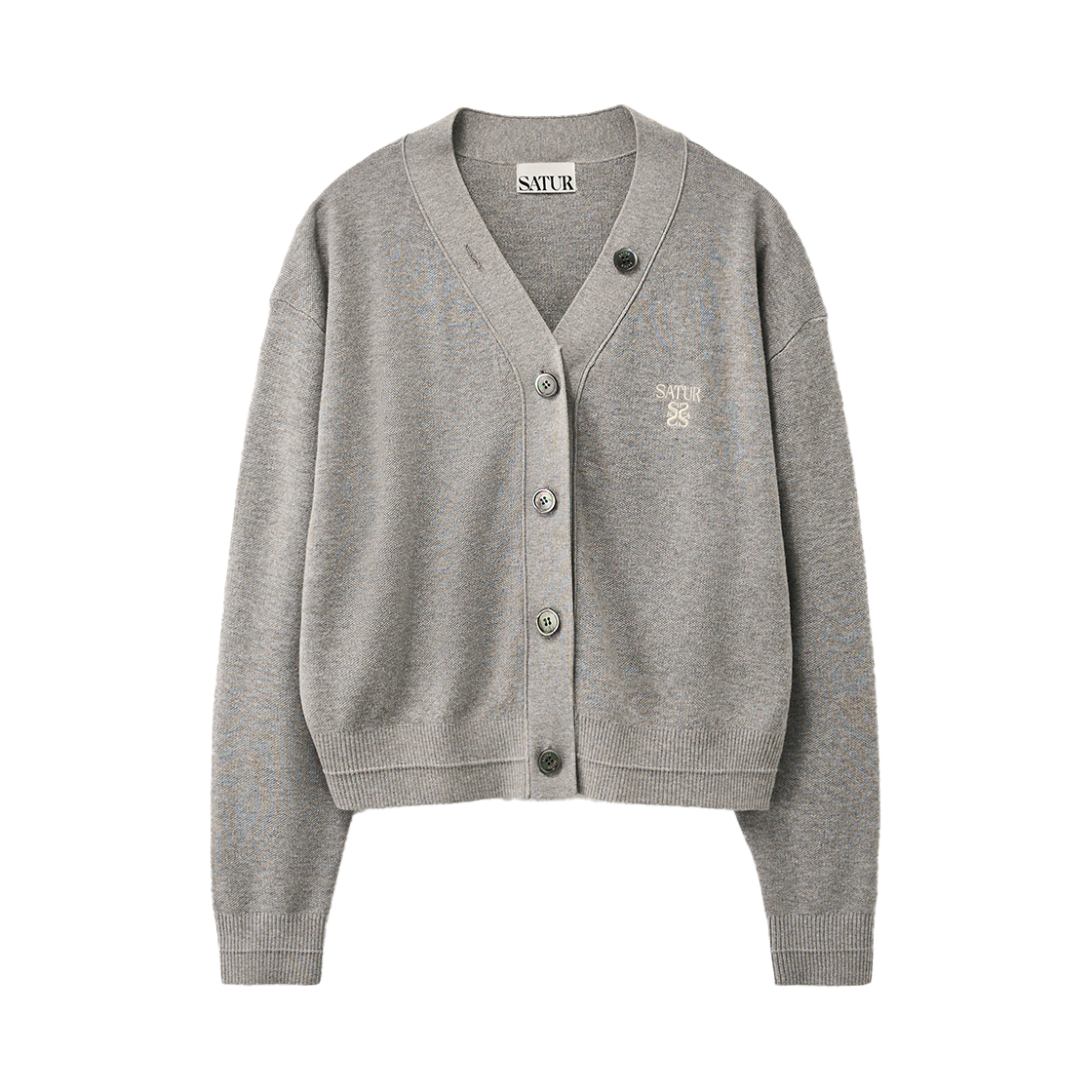 세터 우먼 에센셜 파로 크롭 가디건 멜란지 그레이