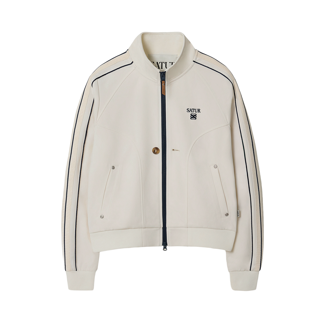 SA261WTJ02CRM0 SATUR W Essential Lawton Track Zip-up Jacket Cream