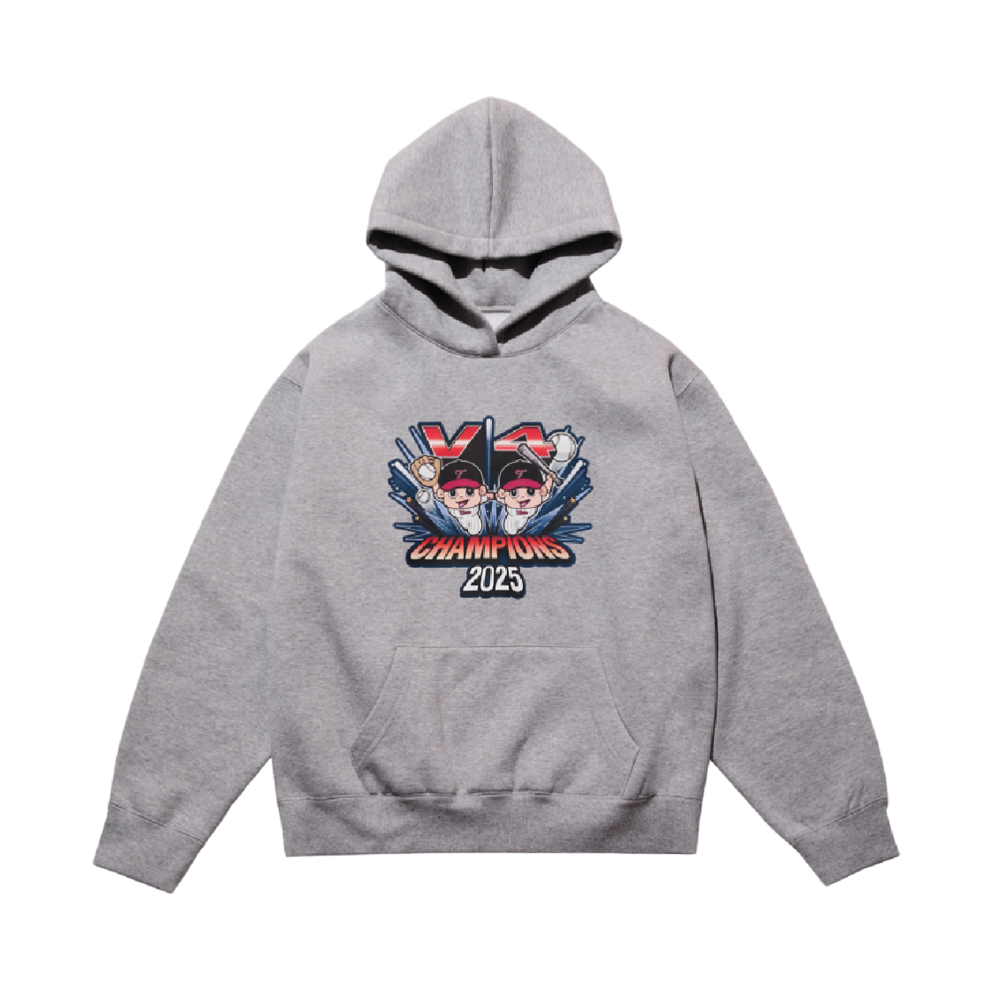 빠더너스 x LG트윈스 2025 챔피온 V4 후디 그레이(BDNS x LG TWINS 2025 V4 Champions Hoodie Grey)