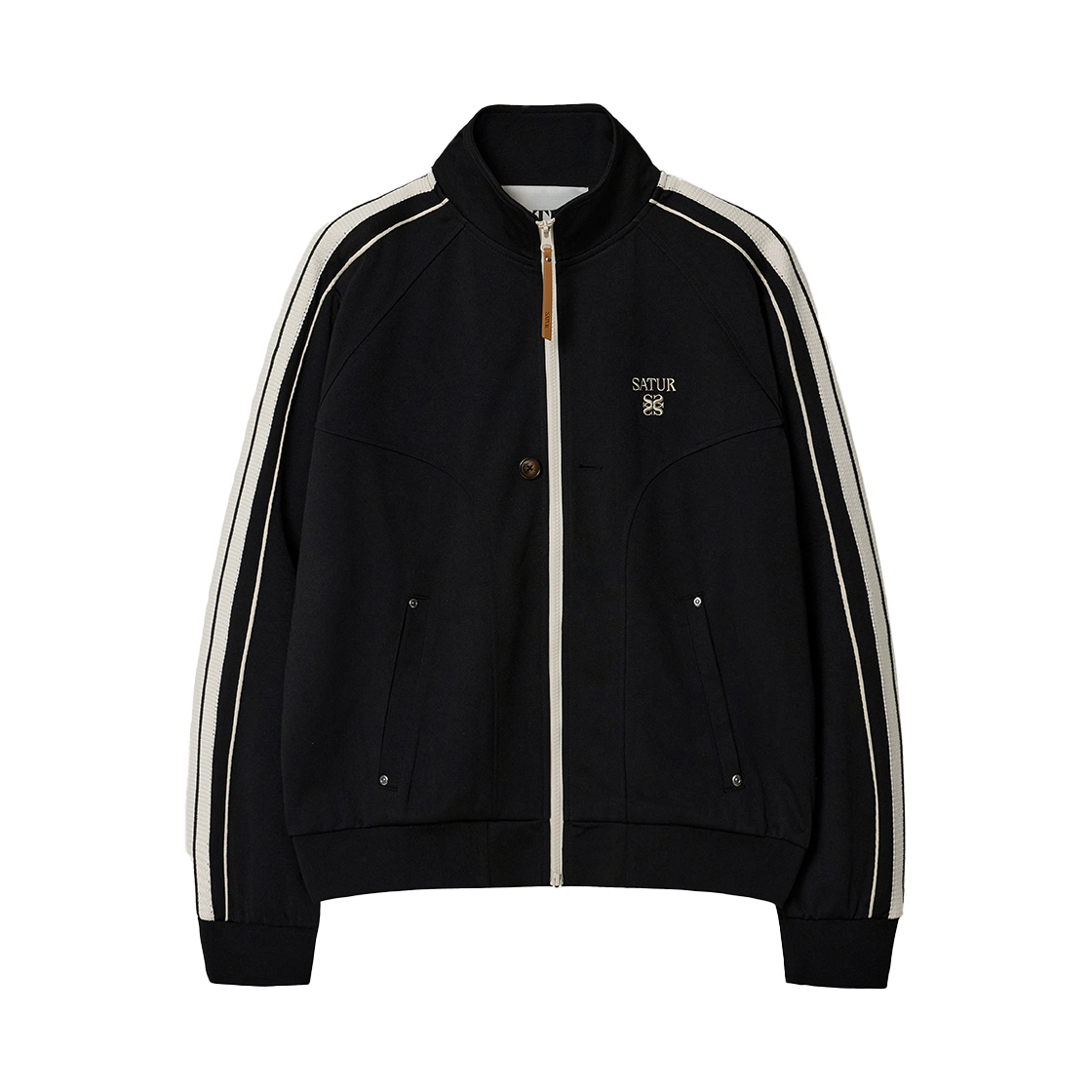 SA261MTJ02BLK0 SATUR Essential Lawton Track Zip-up Jacket Black