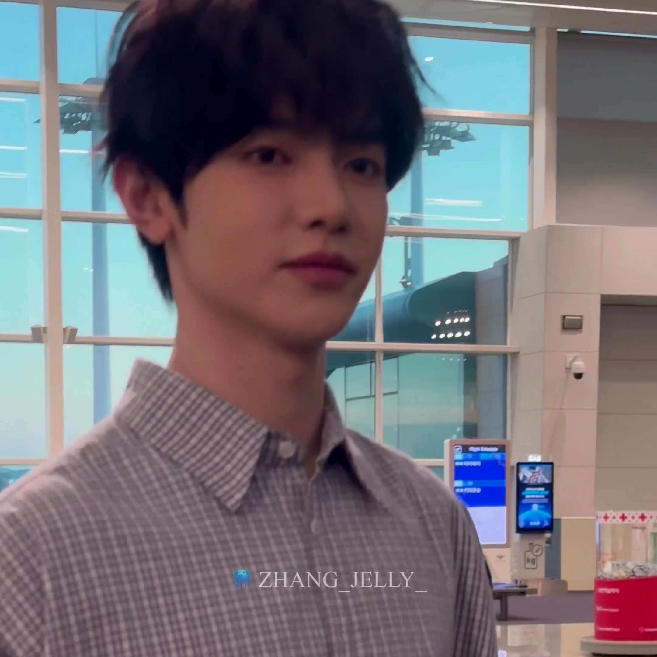 Nonnod Flexible String Check Shirt Sky Blue 착용 스타일 - 3